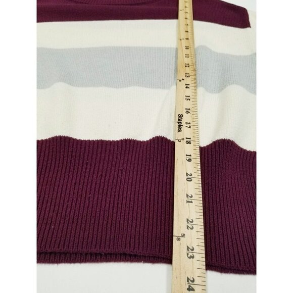 Lucky Brand Burgundy Striped Colorblock Knit Boatneck Pullover‎ Sweater S/P - Picture 8 of 12
